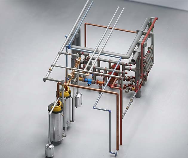 Coordinated mechanical piping model for the bank headquarters
