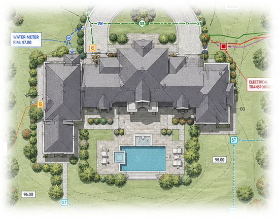 High-precision site utility BIM modeling for large-scale residential project in Caldwell, ID